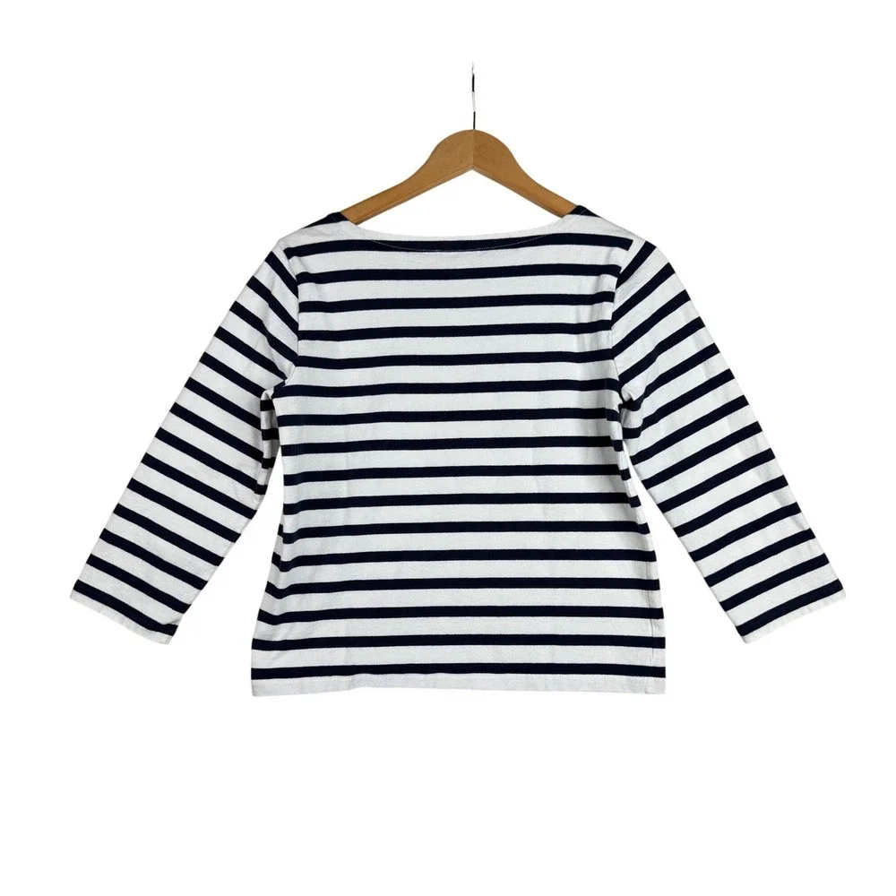 J. Crew Striped Boatneck Long Sleeve Shirt size XS Blue/White